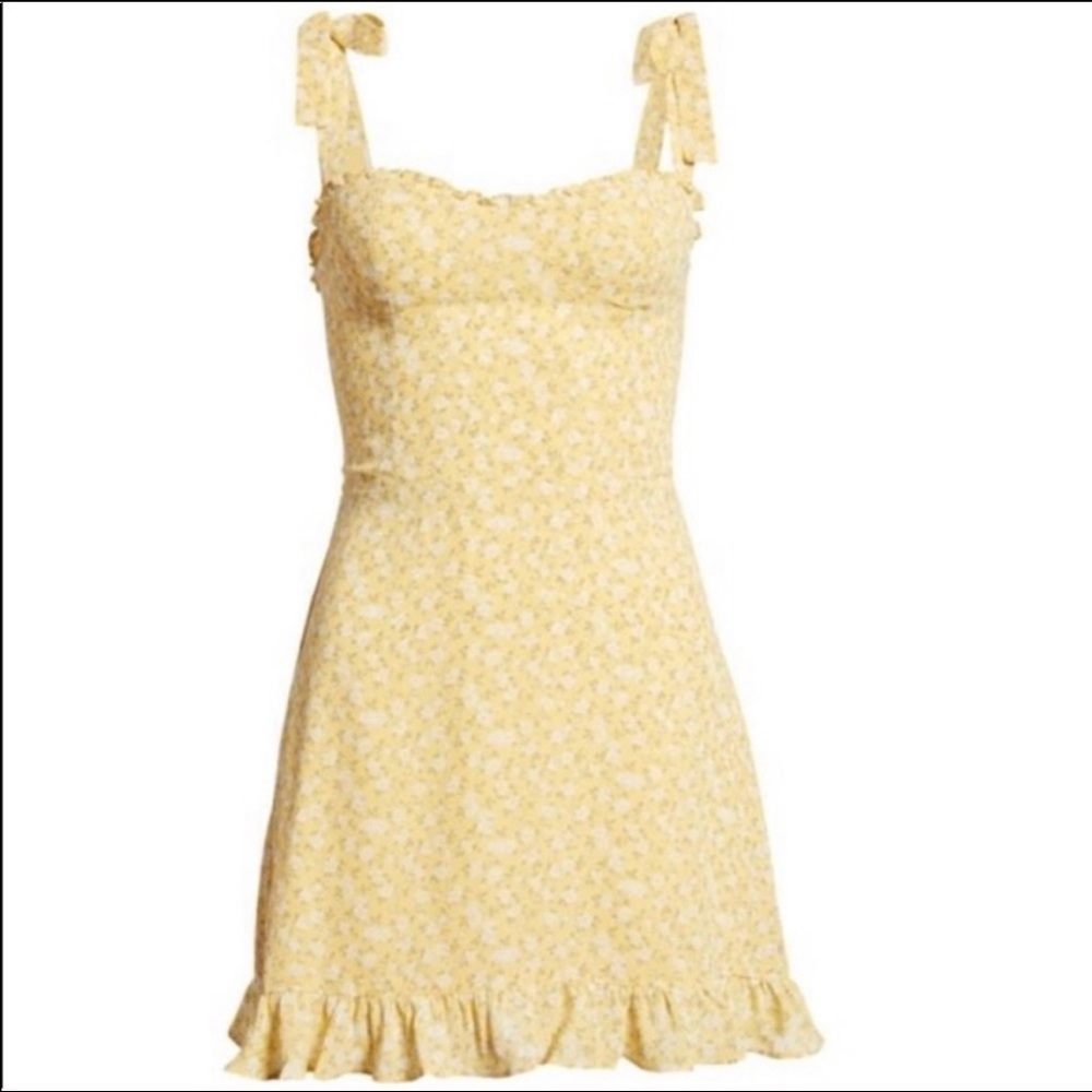 Reformation Yellow Floral Christine Dress